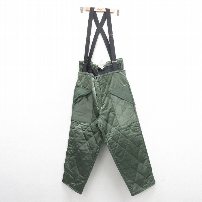 W42★古着 キルティング オーバーオール メンズ 90年代 90s 大きいサイズ USA製 濃緑 グリーン 25oct20 中古 ボトムス
