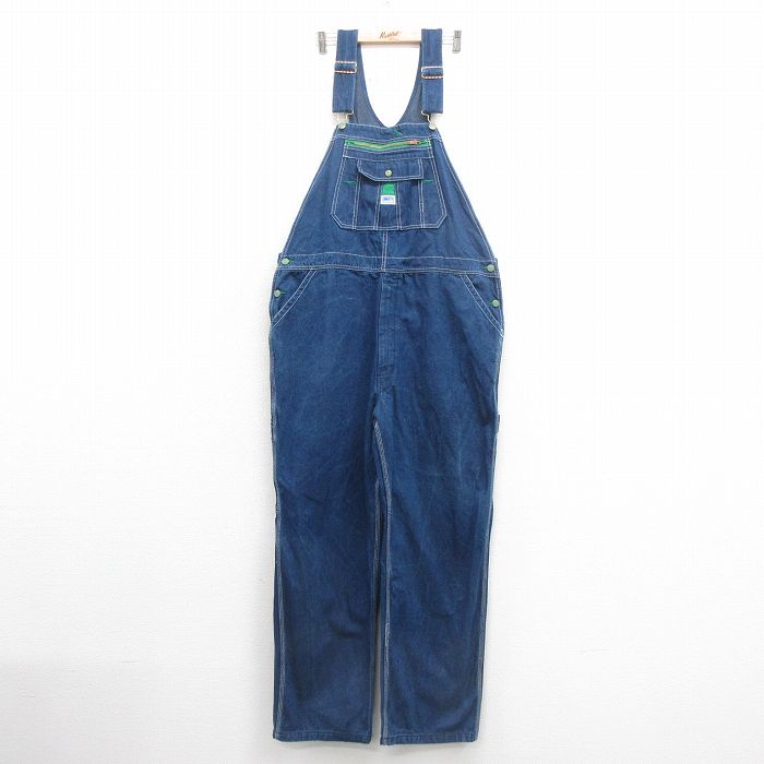 W45★古着 リバティ オーバーオール メンズ 大きいサイズ コットン 紺 ネイビー デニム 25oct22 中古 ボトムス