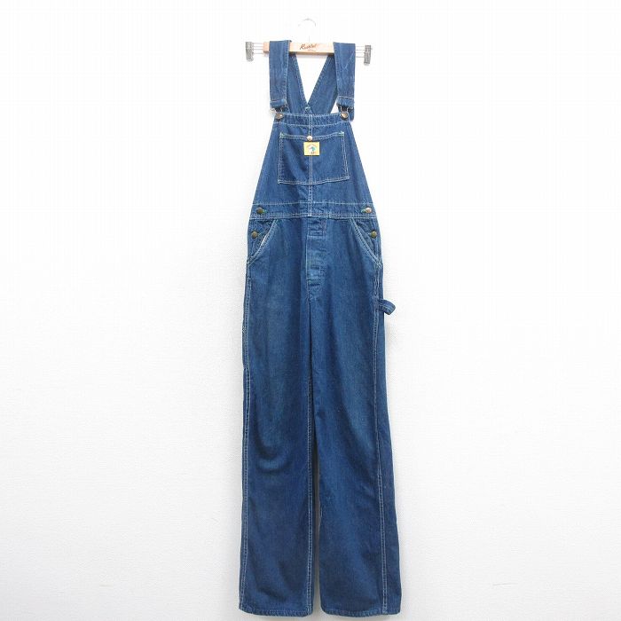 W30★古着 ダックヘッド オーバーオール メンズ 80年代 80s 紺 ネイビー デニム 25nov01 中古 ボトムス