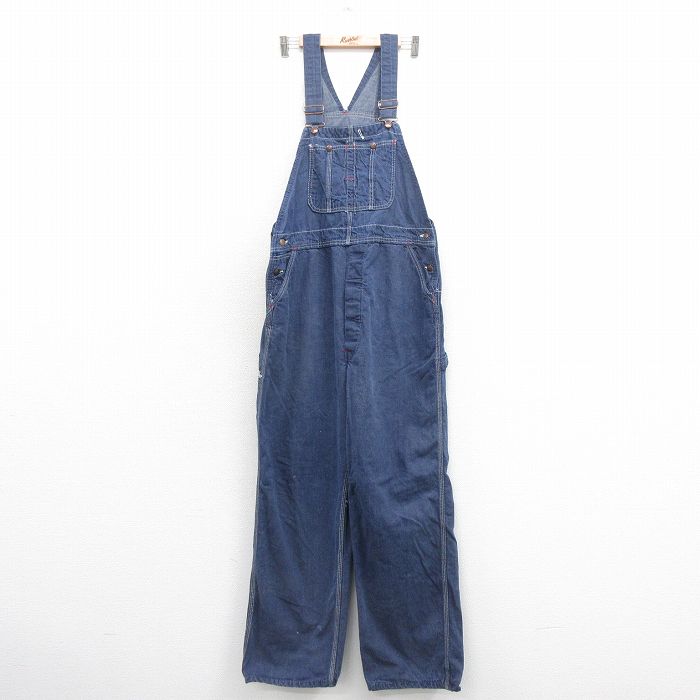 【20%OFF】W38★古着 モンゴメリーワード オーバーオール メンズ 80年代 80s 紺 ネイビー デニム 25nov01 中古 ボトムス