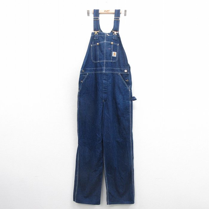 W40★古着 カーハート Carhartt オーバーオール メンズ 90年代 90s 大きいサイズ コットン USA製 紺 ネイビー デニム 【spe】 25nov01 中古 ボトムス