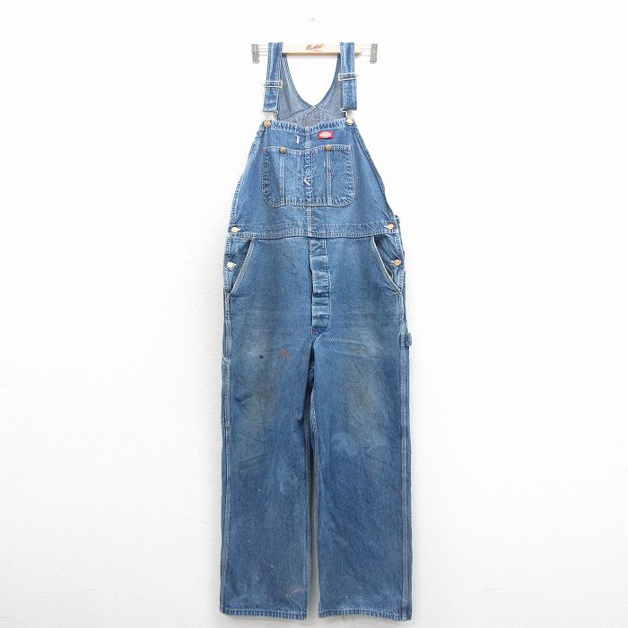 【20%OFF】W42★古着 ディッキーズ オーバーオール メンズ 80年代 80s 大きいサイズ コットン USA製 紺 デニム【spe】 25nov17