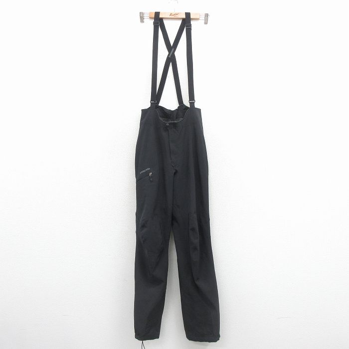 W31★古着 パタゴニア patagonia オーバーオール メンズ 黒 内側フリース 26jan24