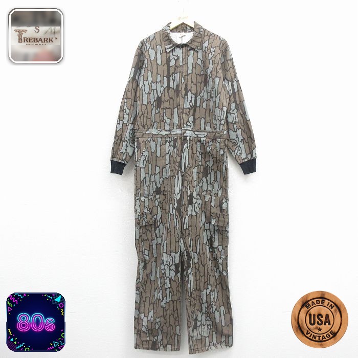 【50%OFF】長袖 ハンティング ベイカー ツナギ メンズ 80s TREBARK USA製 タロン 茶 迷彩 実寸W41 | 古着