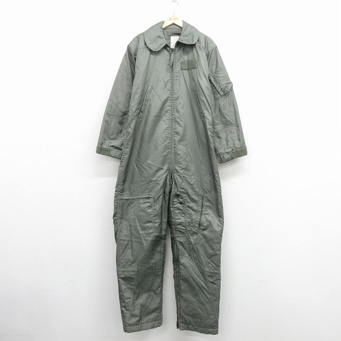 W41★古着 長袖 ミリタリー ツナギ メンズ 80年代 80s CWU-64/P 大きいサイズ USA製 緑 26jan24