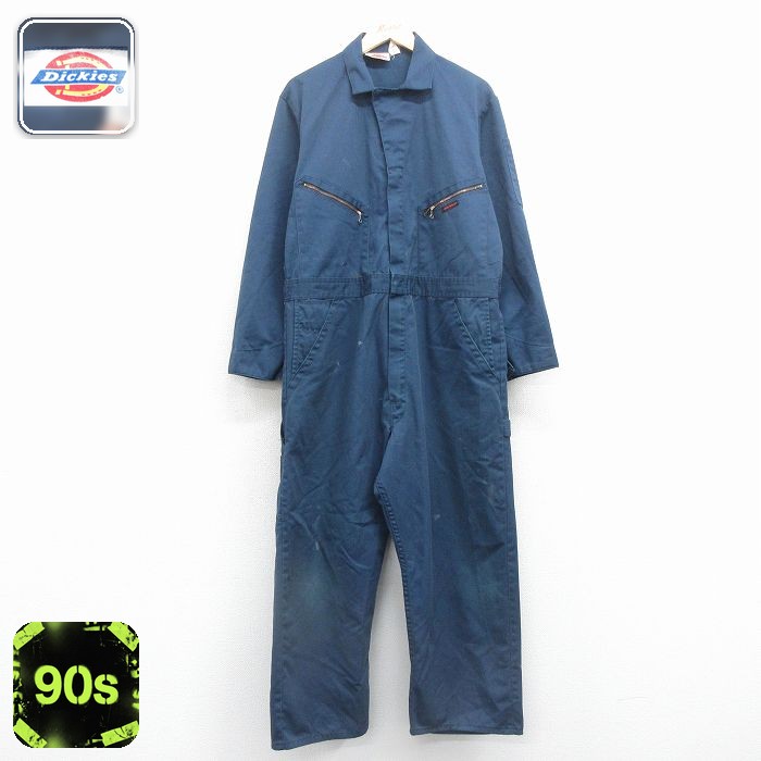 【50%OFF】ディッキーズ 90s 長袖ワークツナギ タロン ネイビー 実寸W40 | 古着