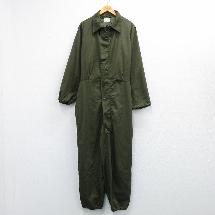 W41★古着 長袖 ミリタリー ツナギ メンズ 大きいサイズ 緑 26feb20