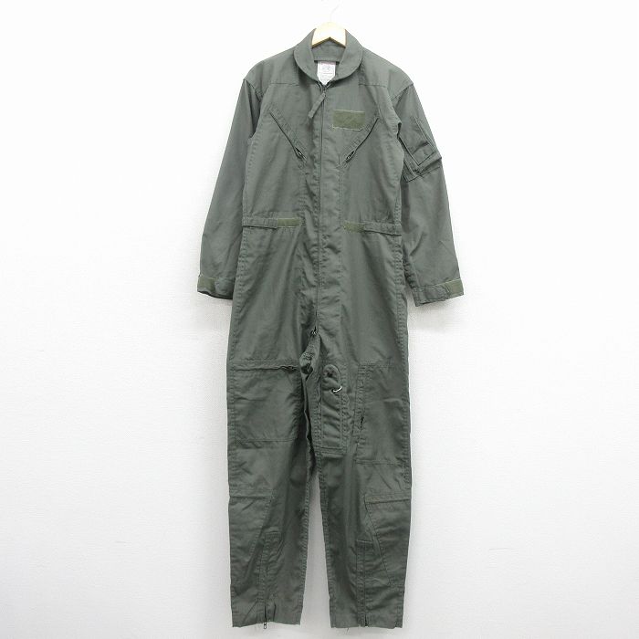 W39★古着 長袖 ミリタリー ツナギ メンズ 90年代 90s 大きいサイズ USA製 緑 26mar13