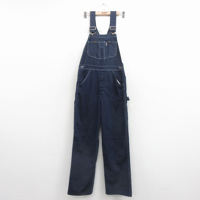 W32★古着 シアーズ オーバーオール メンズ 80年代 80s 濃紺 デニム 26mar24