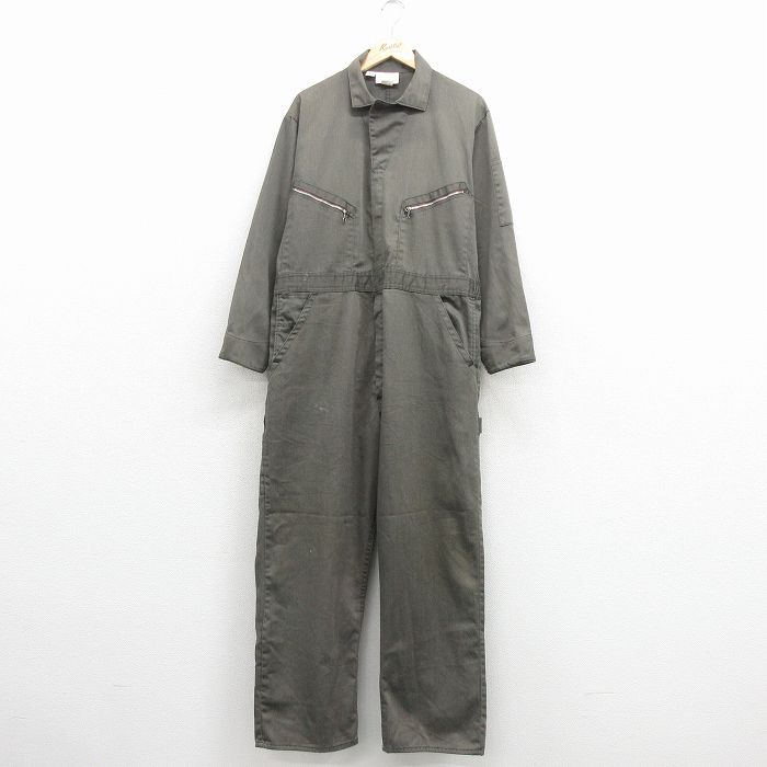 W41★古着 ディッキーズ 長袖 ワーク ツナギ メンズ 80年代 80s 大きいサイズ タロン 濃緑 26mar24