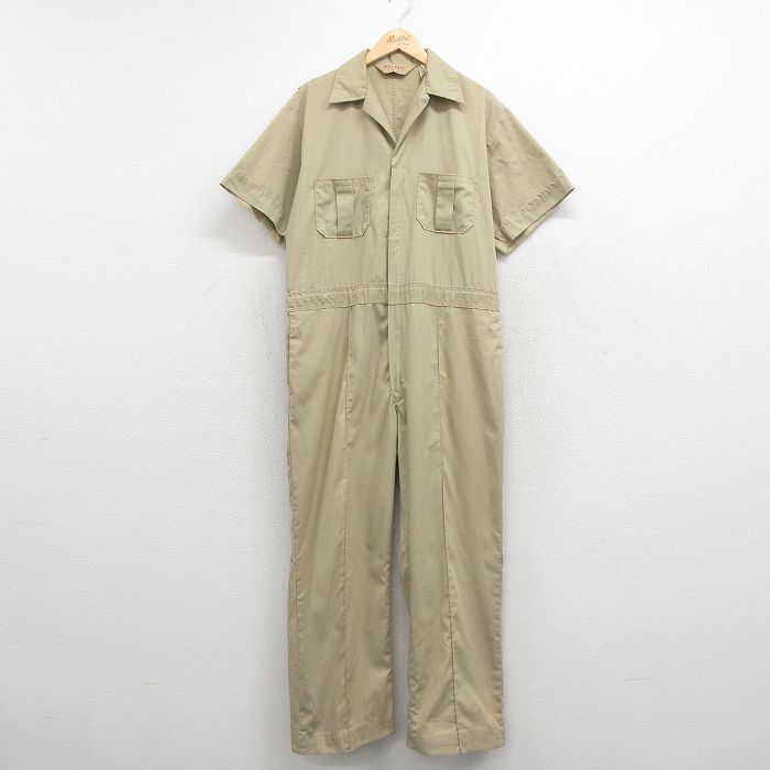 ビッグマック 90s 半袖ワークツナギ オープンカラー ベージュ W42 | 古着