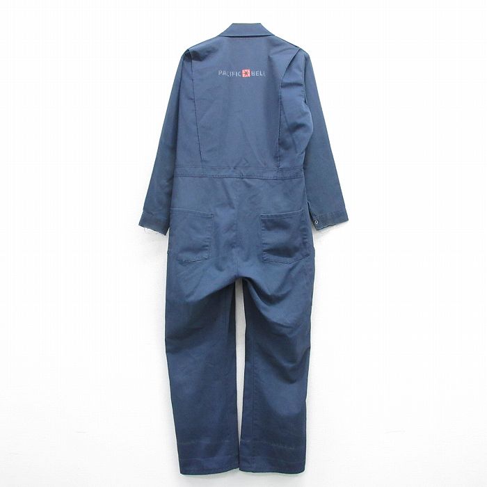 W39★古着 長袖 ワーク ツナギ メンズ 80年代 80s パシフィックベル USA製 タロン ネイビー 26jul14