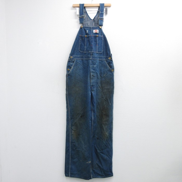 古着通販 W35☆古着 ディッキーズ Dickies オーバーオール メンズ 90
