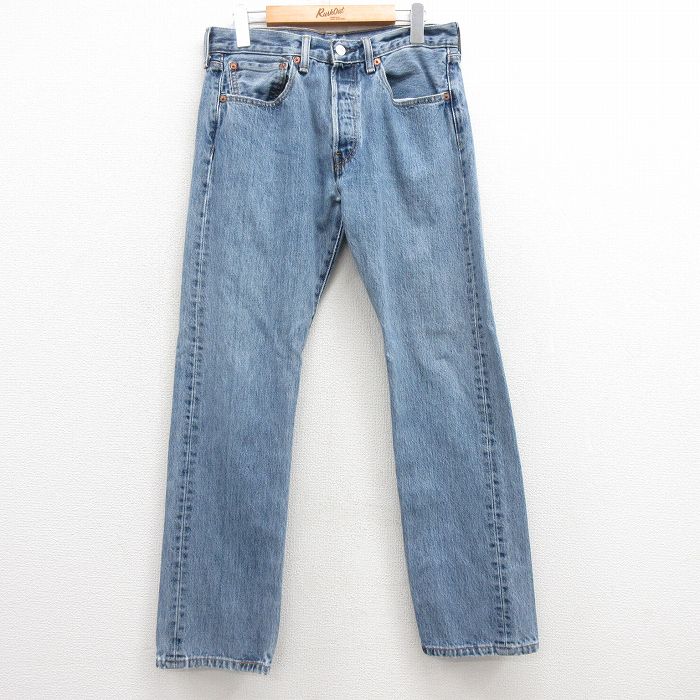 W29★古着 ジーンズ Levis リーバイス 501 メンズ コットン 紺 ネイビー デニム 25feb05 中古 ボトムス ジーパン Gパン ロング パンツ