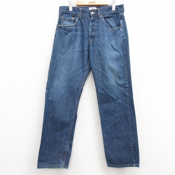 W33★古着 ジーンズ Levis リーバイス 501 メンズ コットン 紺 ネイビー デニム 25feb05 中古 ボトムス ジーパン Gパン ロング パンツ