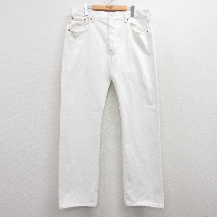 W38★古着 ジーンズ Levis リーバイス 501 メンズ コットン 白 ホワイト デニム 25feb05 中古 ボトムス ジーパン Gパン ロング パンツ