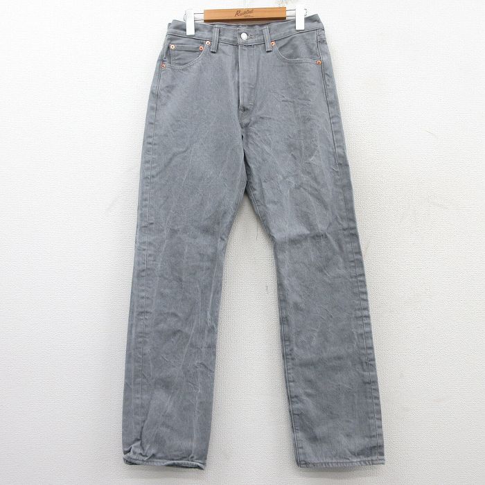 W31★古着 ジーンズ Levis リーバイス 501 メンズ コットン グレー デニム 25feb15 中古 ボトムス ジーパン Gパン ロング パンツ