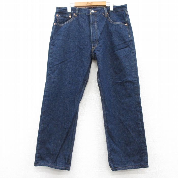 W37★古着 ジーンズ Levis リーバイス 501 メンズ コットン 濃紺 ネイビー デニム 25feb15 中古 ボトムス ジーパン Gパン ロング パンツ