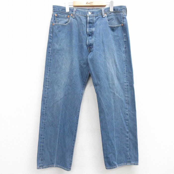 W36★古着 ジーンズ Levis リーバイス 501 メンズ コットン 紺 ネイビー デニム 25feb25 中古 ボトムス ジーパン Gパン ロング パンツ