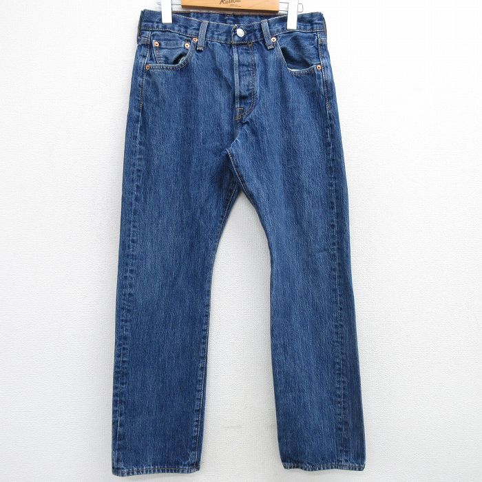 W31★古着 ジーンズ Levis リーバイス 501 メンズ コットン 紺 ネイビー デニム 25mar08 中古 ボトムス ジーパン Gパン ロング パンツ