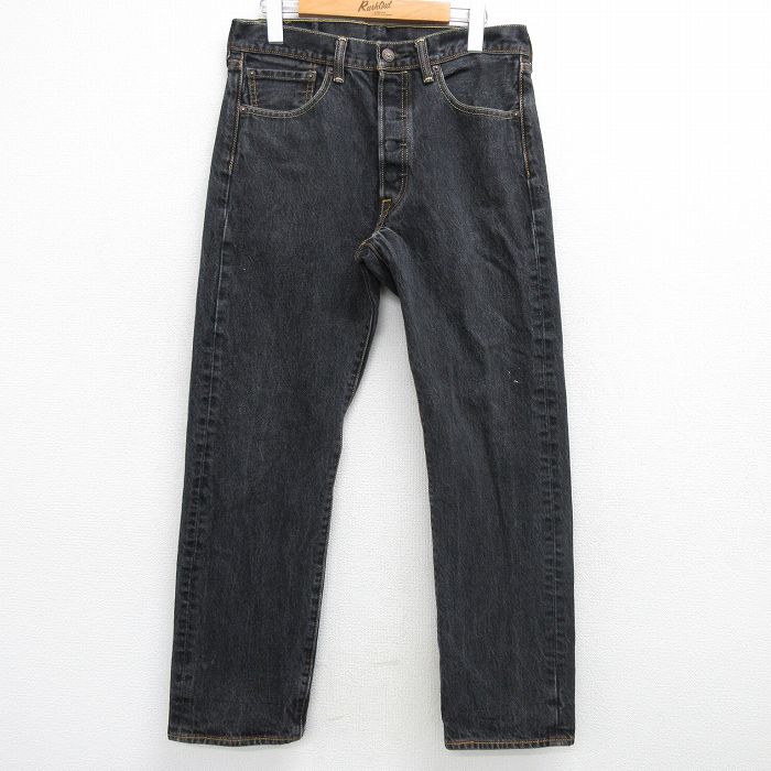 W31★古着 ジーンズ Levis リーバイス 501 メンズ コットン 黒 ブラック デニム 25mar08 中古 ボトムス ジーパン Gパン ロング パンツ