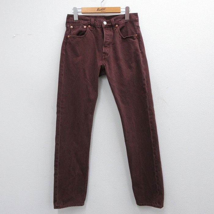 W28★古着 ジーンズ Levis リーバイス 501 メンズ コットン エンジ デニム 25mar12 中古 ボトムス ジーパン Gパン ロング パンツ