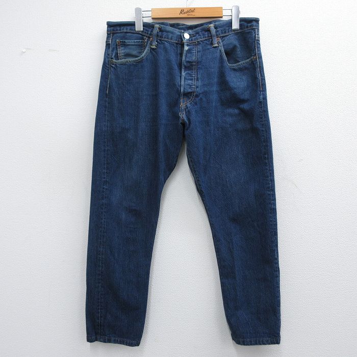 W35★古着 ジーンズ Levis リーバイス 501 メンズ コットン 紺 ネイビー デニム 25mar12 中古 ボトムス ジーパン Gパン ロング パンツ