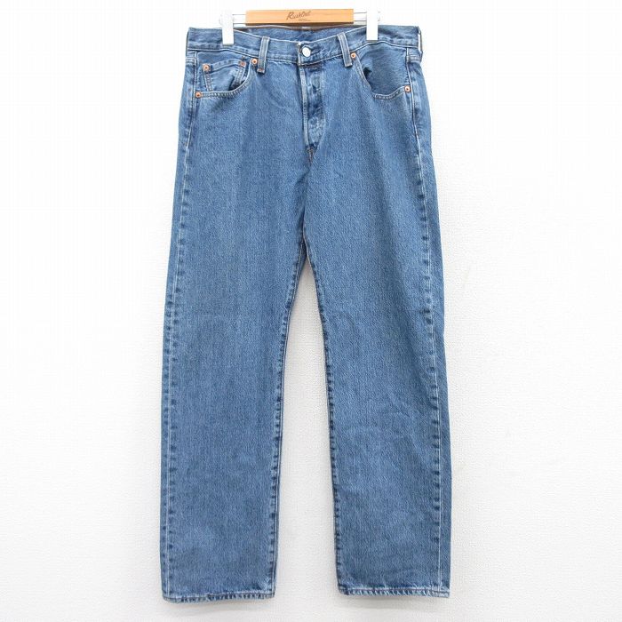 W33★古着 ジーンズ Levis リーバイス 501 メンズ 紺 ネイビー デニム 25mar22 中古 ボトムス ジーパン Gパン ロング パンツ