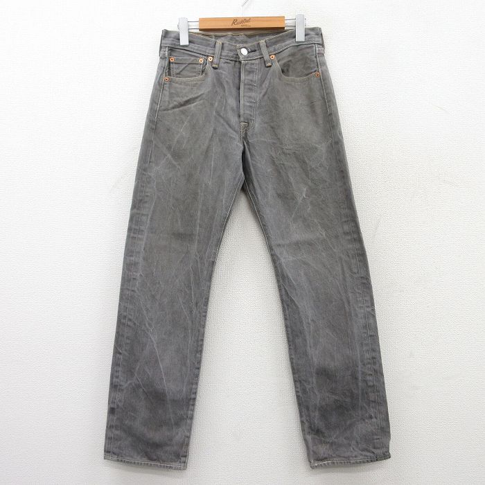 W29★古着 ジーンズ Levis リーバイス 501 メンズ コットン グレー デニム 25mar22 中古 ボトムス ジーパン Gパン ロング パンツ
