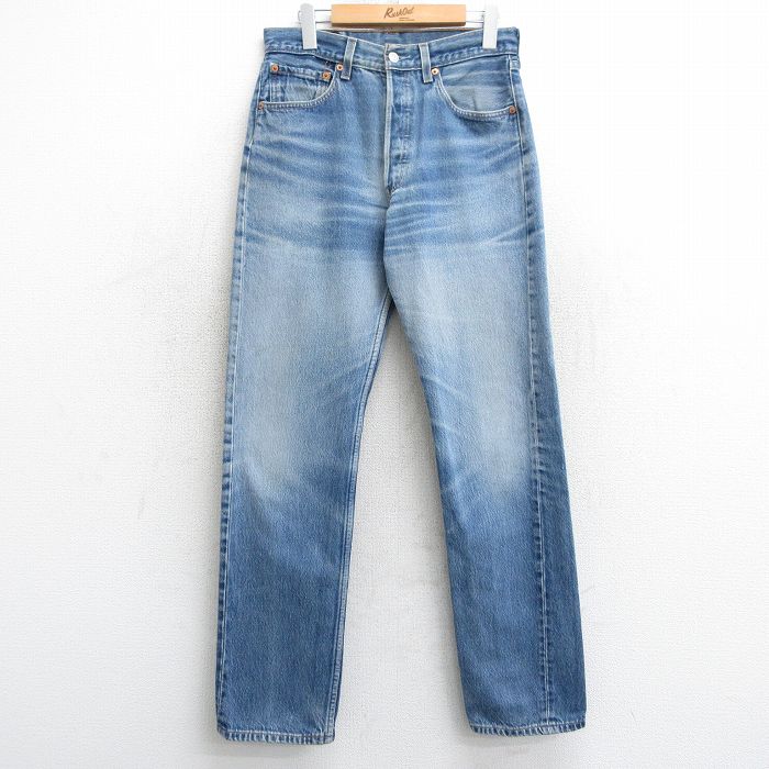 W30★古着 ジーンズ Levis リーバイス 501 メンズ 00年代 00s ヒゲ コットン 紺 ネイビー デニム 【spe】 25mar24 中古 ボトムス ジーパン Gパン ロング パンツ