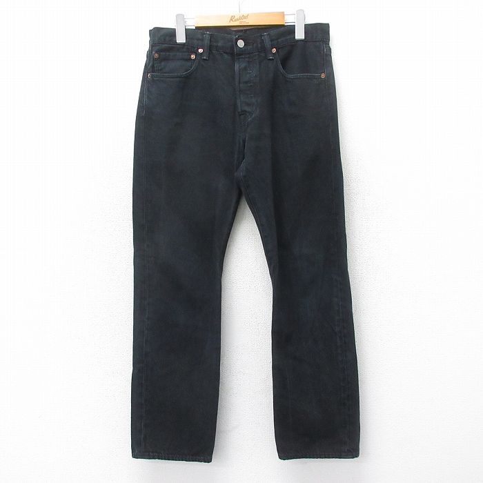W32★古着 ジーンズ Levis リーバイス 501 メンズ コットン 黒 ブラック デニム 25apr12 中古 ボトムス ジーパン Gパン ロング パンツ