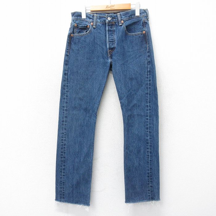 W29★古着 ジーンズ Levis リーバイス 501 メンズ コットン 紺 ネイビー デニム 25apr12 中古 ボトムス ジーパン Gパン ロング パンツ