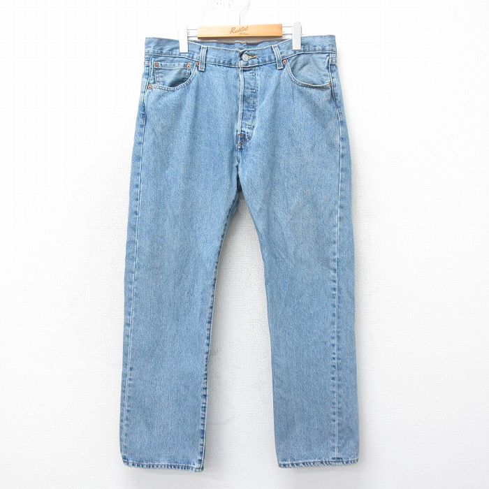 W36★古着 ジーンズ Levis リーバイス 501 メンズ コットン 紺 ネイビー デニム 25apr12 中古 ボトムス ジーパン Gパン ロング パンツ