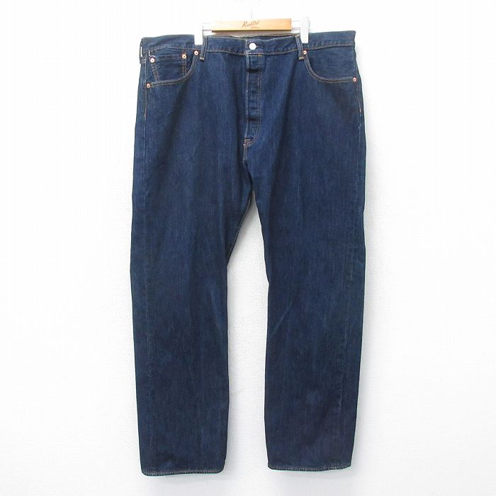 W44★古着 ジーンズ Levis リーバイス 501 メンズ 大きいサイズ コットン 濃紺 ネイビー 【spe】 25apr12 中古 ボトムス ジーパン Gパン ロング パンツ
