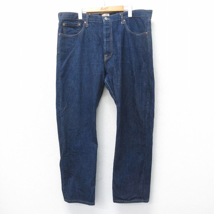 W40★古着 ジーンズ Levis リーバイス 501 メンズ 大きいサイズ コットン 濃紺 ネイビー デニム 25apr12 中古 ボトムス ジーパン Gパン ロング パンツ