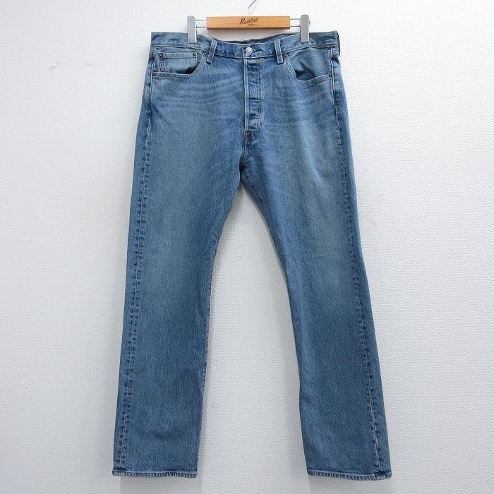 W36★古着 ジーンズ Levis リーバイス 501 メンズ ヒゲ 紺 ネイビー デニム 25may17 中古 ボトムス ジーパン Gパン ロング パンツ