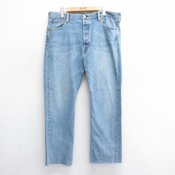 【20%OFF】W37★古着 ジーンズ Levis リーバイス 501 メンズ ヒゲ 紺 ネイビー デニム 25jun17 中古 ボトムス ジーパン Gパン ロング パンツ
