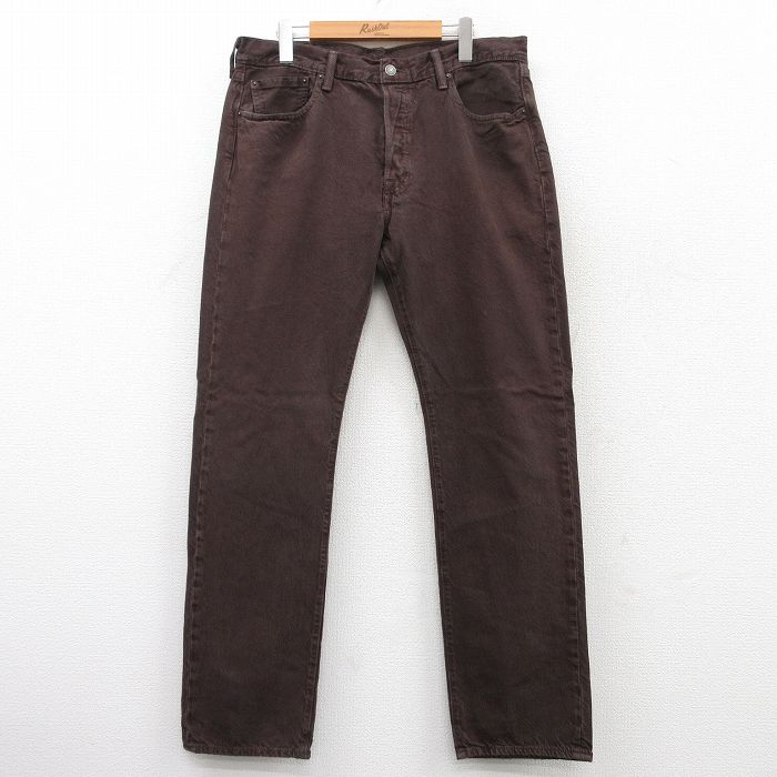 W36★古着 ジーンズ Levis リーバイス 501 メンズ コットン 茶 ブラウン デニム 25jun18 中古 ボトムス ジーパン Gパン ロング パンツ