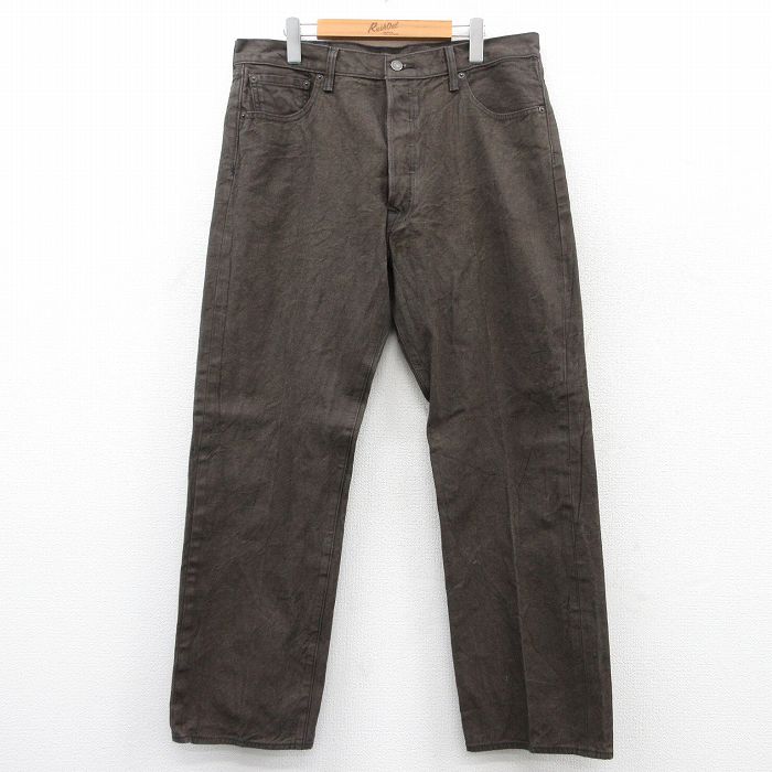 W37★古着 ジーンズ Levis リーバイス 501 メンズ コットン こげ茶 ブラウン デニム 25jun18 中古 ボトムス ジーパン Gパン ロング パンツ