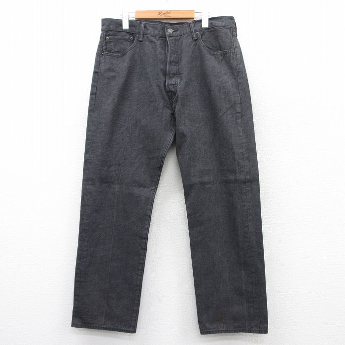 W38★古着 ジーンズ Levis リーバイス 501 メンズ コットン 濃グレー デニム 25jun18 中古 ボトムス ジーパン Gパン ロング パンツ