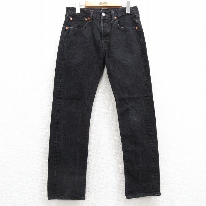 W30★古着 ジーンズ Levis リーバイス 501 メンズ コットン 黒 ブラック デニム 25jul17 中古 ボトムス ジーパン Gパン ロング パンツ