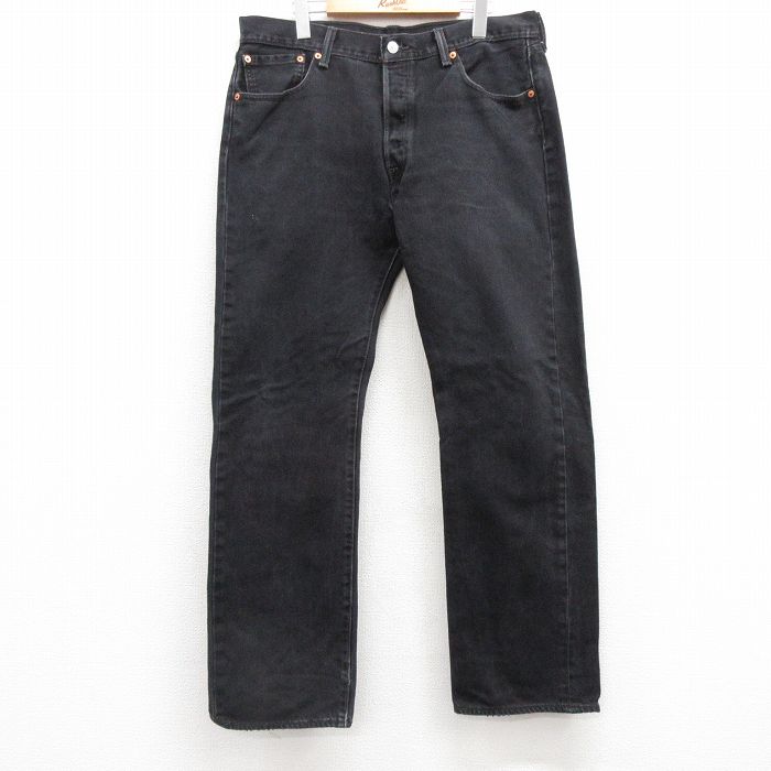 W36★古着 ジーンズ Levis リーバイス 501 メンズ コットン 黒 ブラック デニム 25jul17 中古 ボトムス ジーパン Gパン ロング パンツ