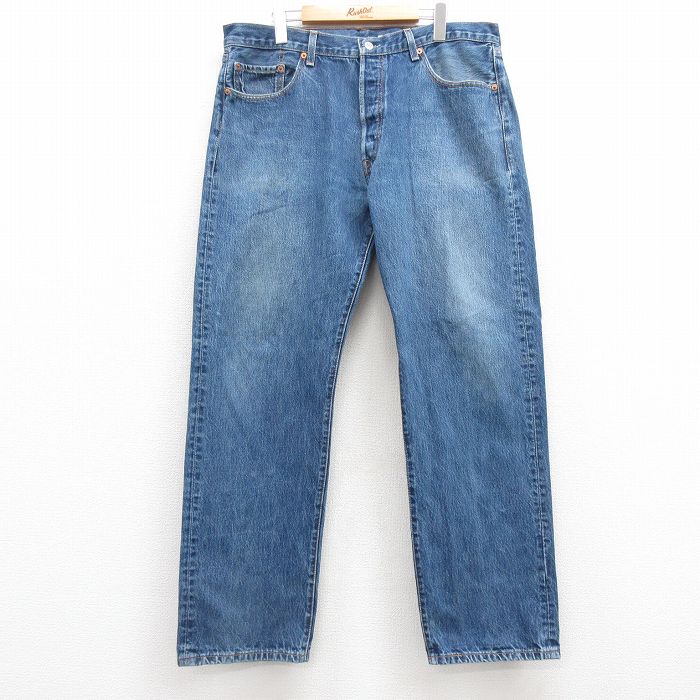 W37★古着 ジーンズ Levis リーバイス 501 メンズ 00年代 00s コットン 紺 ネイビー デニム 25jul17 中古 ボトムス ジーパン Gパン ロング パンツ