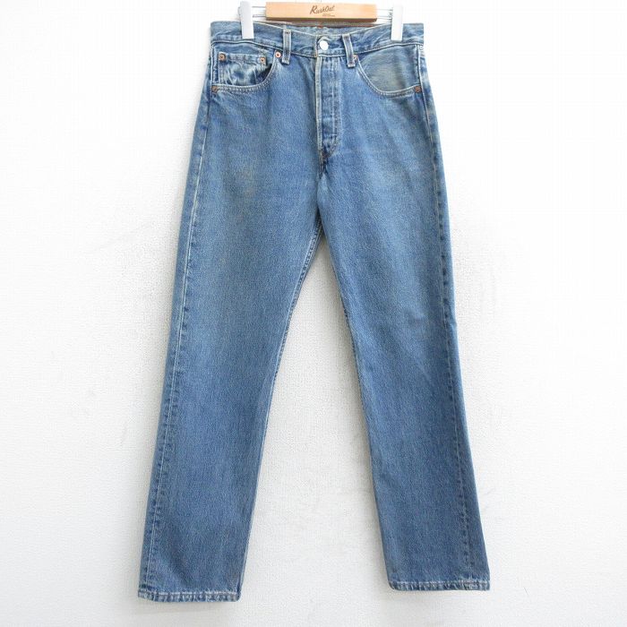 【50%OFF】W31★古着 ジーンズ Levis リーバイス 501 メンズ 90年代 90s コットン USA製 紺 ネイビー デニム 【spe】 25aug07 中古 ボトムス ジーパン Gパン ロング パンツ