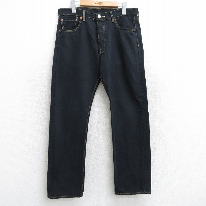W33★古着 ジーンズ Levis リーバイス 501 メンズ コットン 黒 ブラック デニム 25aug07 中古 ボトムス ジーパン Gパン ロング パンツ