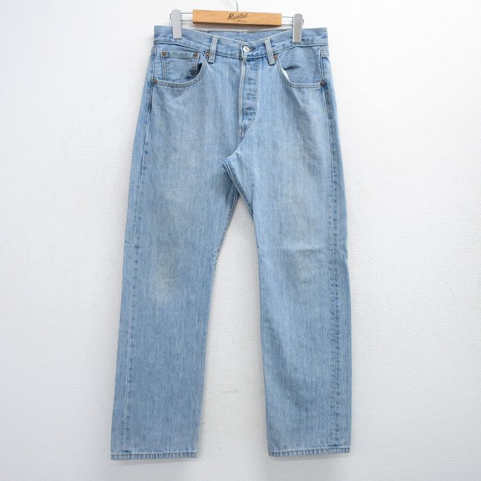 【20%OFF】W32★古着 ジーンズ Levis リーバイス 501 メンズ 00年代 00s コットン 薄紺 ネイビー デニム 【spe】 25aug08 中古 ボトムス ジーパン Gパン ロング パンツ