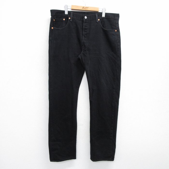 W39★古着 ジーンズ Levis リーバイス 501 メンズ コットン 黒 ブラック デニム 25aug08 中古 ボトムス ジーパン Gパン ロング パンツ