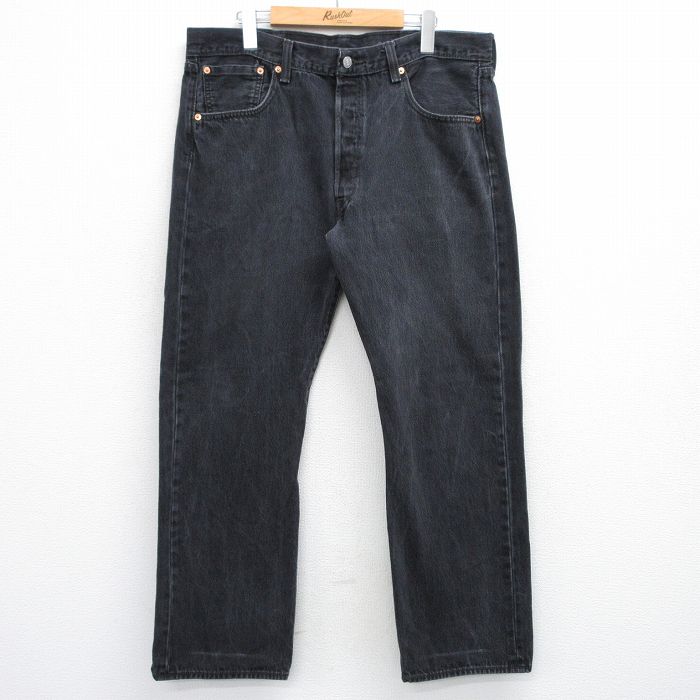 W38★古着 ジーンズ Levis リーバイス 501 メンズ コットン 黒 ブラック デニム 25aug08 中古 ボトムス ジーパン Gパン ロング パンツ