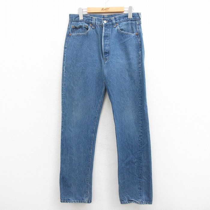 W33★古着 ジーンズ Levis リーバイス 501 メンズ 80年代 80s USA製 紺 ネイビー デニム 【spe】 25oct30 中古 ボトムス ジーパン Gパン ロング パンツ