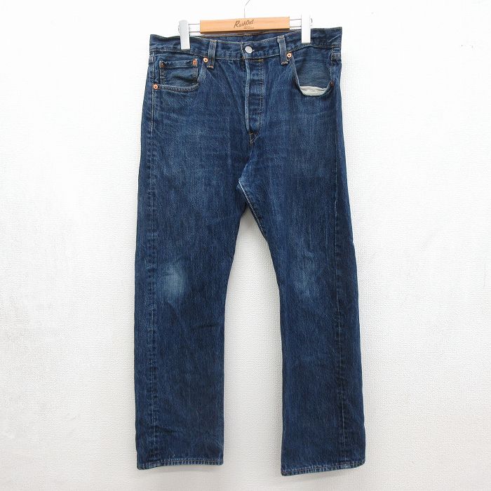 リーバイス501 ジーンズ ヒゲ ネイビー 実寸W34 | 古着